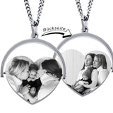 Damen Anhänger Bild 2 Seiten Gravur, Herz Kette Anhänger beidseitiger Gravur, Geschenk für Mütter, Freundin, Verlobte, Oma und Schwester AH449bb