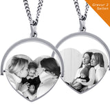 Damen Anhänger Bild 2 Seiten Gravur, Herz Kette Anhänger beidseitiger Gravur, Geschenk für Mütter, Freundin, Verlobte, Oma und Schwester AH449bb