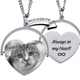 Herzanhänger mit Bild Gravur, Geschenk für Katzenbesitzer, Kettenanhänger