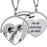 Herzanhänger mit Bild Gravur, Geschenk für Oma, Herz mit Gravur