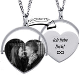 Herzanhänger mit Bild Gravur, Geschenk für Freundin, Herz mit Gravur