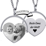 Herzanhänger mit Bild Gravur, Geschenk für Oma, Herz mit Gravur