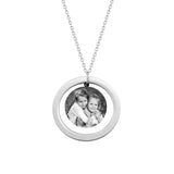 Anhänger mit Bild Gravur und Wunschtext, Geschenk für Mutter oder Vater, Gravur, Bildgravur, Anhänger mit Halskette AH497bi