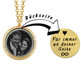 Charm Medallion Anhänger Rund Farbe Gold mit Steinen inkl. Foto Gravur individuell gestalten
