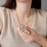 Charm Medallion Anhänger Rund Farbe Gold mit Steinen inkl. Foto Gravur individuell gestalten