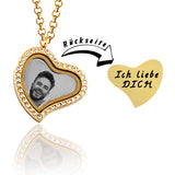 Charm Medallion Herz Anhänger mit Steinen Farbe Gold inklusive Foto Gravur personalisieren