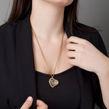Charm Medallion Herz Anhänger mit Steinen Farbe Gold inklusive Foto Gravur personalisieren