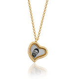 Charm Medallion Herz Anhänger mit Steinen Farbe Gold inklusive Foto Gravur personalisieren