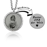 Charm Medallion Anhänger Rund mit Steinen besetzt inkl. Bild Gravur individuell gestalten CM2bi