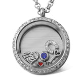 Charm Medallion Anhänger Rund mit Steinen besetzt inkl. Bild Gravur individuell gestalten CM2bi