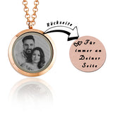 Charm Medallion Anhänger Rund mit Foto Gravur Farbe Rose individuell gestalten