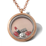 Charm Medallion Anhänger Rund mit Foto Gravur Farbe Rose individuell gestalten