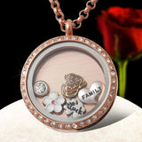 Rose Charm Medallion Anhänger Rund inkl. Steinen mit Foto Gravur individuell gestalten