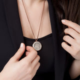 Rose Charm Medallion Anhänger Rund inkl. Steinen mit Foto Gravur individuell gestalten