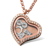 Charm Medallion Herz Rose Anhänger mit Steinen inklusive Foto Gravur personalisieren