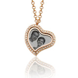 Charm Medallion Herz Rose Anhänger mit Steinen inklusive Foto Gravur personalisieren