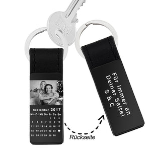 Schlüsselanhänger mit Bild Gravur 2 Seiten, Datum und Text, 2 Seiten Gravur, Foto Gravur, Geschenk für Partner, Ehepartner SA47bi