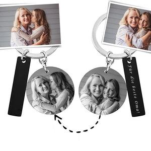 Schlüsselanhänger mit 2 Seiten Bild Gravur mir Wunschtext, Zwei Seiten Foto Gravur, Geschenk SA49bb