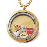 Charm Medallion Anhänger Rund Farbe Gold inkl. Foto Gravur individuell gestalten